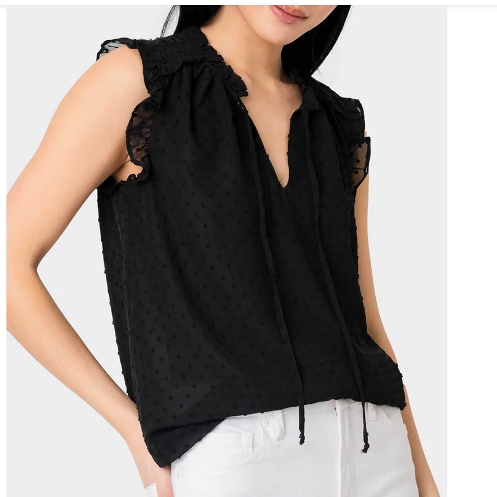 Gibsonlook Ruffle Trimmed V-Neck Blouse